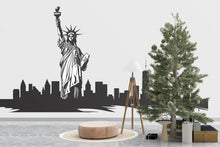 Load image into Gallery viewer, Statue of Liberty Wall Decal, New York Skyline Sticker, NYC Wall Art, City Wall Decor, Bedroom Wall Mural, Travel Decor, 172gm