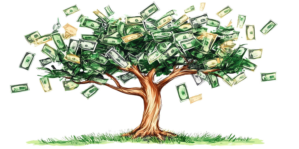 Money Tree Wall Decal, Dollar Bill Tree Sticker, Wealth Wall Art, Office Wall Decor, Finance Mural, Success Room Decor, 174gm