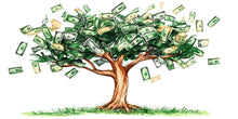 Load image into Gallery viewer, Money Tree Wall Decal, Dollar Bill Tree Sticker, Wealth Wall Art, Office Wall Decor, Finance Mural, Success Room Decor, 174gm