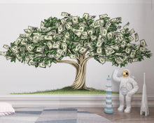 Load image into Gallery viewer, Money Tree Wall Decal, Dollar Bill Tree Sticker, Wealth Wall Art, Office Wall Decor, Business Wall Mural, Success Decor, 175gm