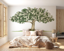 Load image into Gallery viewer, Money Tree Wall Decal, Dollar Bill Tree Sticker, Wealth Wall Art, Office Wall Decor, Business Wall Mural, Success Decor, 175gm