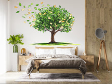 Load image into Gallery viewer, Green Tree Wall Decal, Nature Wall Sticker, Watercolor Tree Mural, Living Room Wall Art, Botanical Decor, Leaf Wall Decal, 176gm