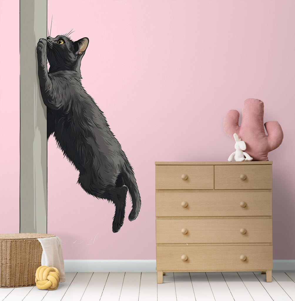 Black Cat Wall Decal, Climbing Cat Wall Sticker, Cute Cat Wall Art, Nursery Decor, Kids Room Decal, Pet Lover Gift, 184gm