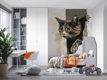 Load image into Gallery viewer, Peeking Cat Wall Decal, Cat Wall Sticker, Cute Kitty Wall Art, Kids Room Decor, Nursery Wall Mural, Pet Lover Gift, 185gm