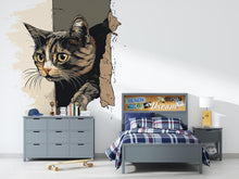 Load image into Gallery viewer, Peeking Cat Wall Decal, Cat Wall Sticker, Cute Kitty Wall Art, Kids Room Decor, Nursery Wall Mural, Pet Lover Gift, 185gm
