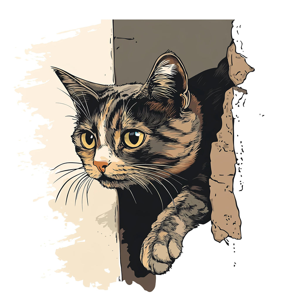 Peeking Cat Wall Decal, Cat Wall Sticker, Cute Kitty Wall Art, Kids Room Decor, Nursery Wall Mural, Pet Lover Gift, 185gm