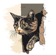 Load image into Gallery viewer, Peeking Cat Wall Decal, Cat Wall Sticker, Cute Kitty Wall Art, Kids Room Decor, Nursery Wall Mural, Pet Lover Gift, 185gm