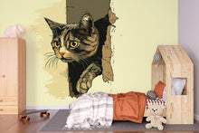 Load image into Gallery viewer, Peeking Cat Wall Decal, Cat Wall Sticker, Cute Kitty Wall Art, Kids Room Decor, Nursery Wall Mural, Pet Lover Gift, 185gm