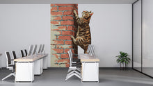 Load image into Gallery viewer, Climbing Cat Wall Decal, Brick Wall Cat Sticker, Cute Kitty Wall Art, Kids Room Decor, Nursery Wall Mural, Pet Lover Gift, 186gm