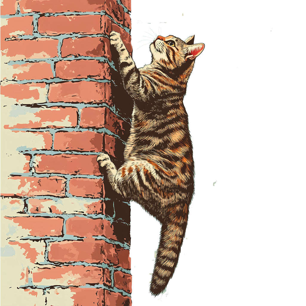 Climbing Cat Wall Decal, Brick Wall Cat Sticker, Cute Kitty Wall Art, Kids Room Decor, Nursery Wall Mural, Pet Lover Gift, 186gm