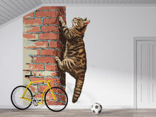 Load image into Gallery viewer, Climbing Cat Wall Decal, Brick Wall Cat Sticker, Cute Kitty Wall Art, Kids Room Decor, Nursery Wall Mural, Pet Lover Gift, 186gm