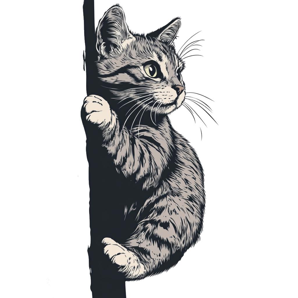 Peeking Cat Wall Decal, Black White Cat Sticker, Cute Kitty Wall Art, Kids Room Decor, Nursery Wall Mural, Pet Lover Gift, 189gm
