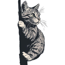 Load image into Gallery viewer, Peeking Cat Wall Decal, Black White Cat Sticker, Cute Kitty Wall Art, Kids Room Decor, Nursery Wall Mural, Pet Lover Gift, 189gm