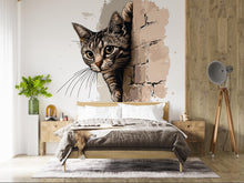 Load image into Gallery viewer, Peeking Cat Wall Decal, Cat Wall Sticker, Cute Kitty Wall Art, Bedroom Decor, Nursery Wall Mural, Pet Lover Gift, 190gm
