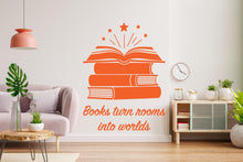 Load image into Gallery viewer, Book wall decals vinyl wall art decals, book shelves decor, library wall decal, education decals, reading room, nurseries school gifts
