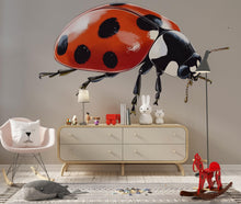 Load image into Gallery viewer, Ladybug Wall Decal, Ladybird Wall Sticker, Kids Room Wall Art, Nursery Bug Decor, Insect Wall Mural, Nature Decor, 192gm