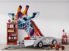 Load image into Gallery viewer, Colorful Giraffe Wall Decal, Giraffe Wall Sticker, Safari Nursery Wall Art, Kids Room Animal Decor, Jungle Wall Mural, 193gm