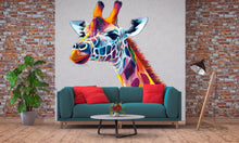 Load image into Gallery viewer, Colorful Giraffe Wall Decal, Giraffe Wall Sticker, Safari Nursery Wall Art, Kids Room Animal Decor, Jungle Wall Mural, 193gm