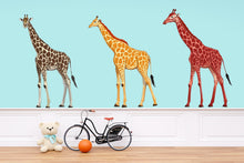 Load image into Gallery viewer, Giraffe Wall Decal Set, Safari Animal Wall Stickers, Kids Room Wall Art, Nursery Animal Decor, Jungle Wall Mural, Giraffe Decor, 195gm