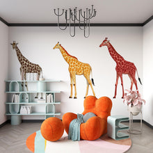 Load image into Gallery viewer, Giraffe Wall Decal Set, Safari Animal Wall Stickers, Kids Room Wall Art, Nursery Animal Decor, Jungle Wall Mural, Giraffe Decor, 195gm