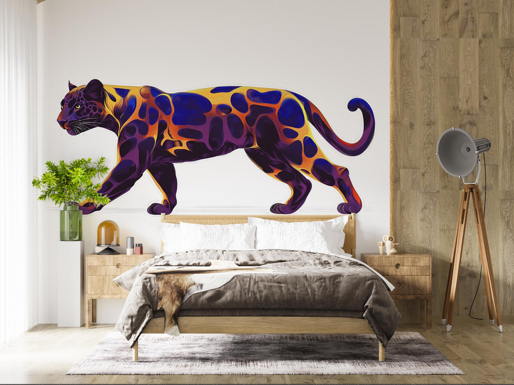 Colorful Leopard Wall Decal, Panther Wall Sticker, Safari Animal Wall Art, Kids Room Decor, Nursery Wall Mural, 199gm