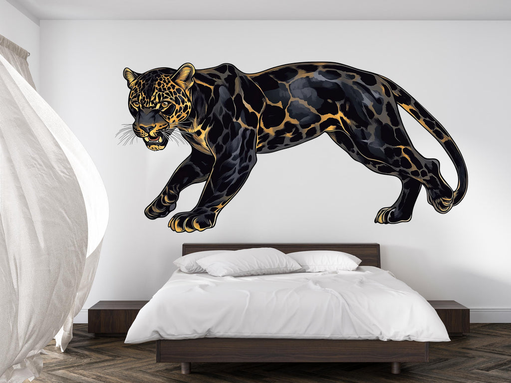 Black Leopard Wall Decal, Panther Wall Sticker, Safari Animal Wall Art, Bedroom Decor, Jungle Wall Mural, 200gm