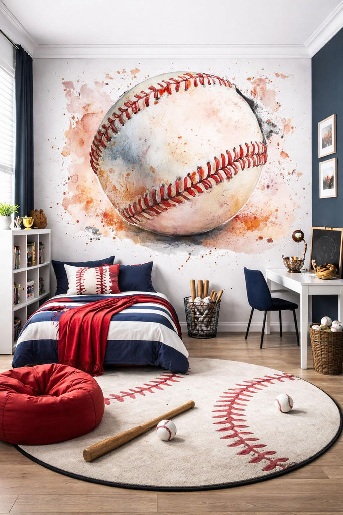 Baseball Wallpaper Kids Baseball Room Wall Decal Sports Wall Mural Peel And Stick Wallpaper Boys Baseball Bedroom Decor Baseball Nursery