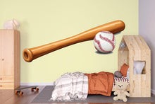 Load image into Gallery viewer, Baseball Bat Wallpaper Baseball Room Wall Decal Sports Wall Mural Peel And Stick Wallpaper Boys Baseball Bedroom Decor Kids Sports Nursery
