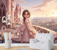 Load image into Gallery viewer, Custom Fairy Princess Portrait, Personalised Girl Wall Art, Princess Castle Wallpaper, Kids Room Decor, Custom Baby, Toddler Birthday Gift