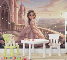 Load image into Gallery viewer, Custom Fairy Princess Portrait, Personalised Girl Wall Art, Princess Castle Wallpaper, Kids Room Decor, Custom Baby, Toddler Birthday Gift