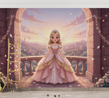 Load image into Gallery viewer, Custom Fairy Princess Portrait, Personalised Girl Wall Art, Princess Castle Wallpaper, Kids Room Decor, Custom Baby, Toddler Birthday Gift