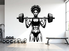 Load image into Gallery viewer, Afro Girl Power Gym Wall Decal: Fitness Motivation Workout Art Sticker
