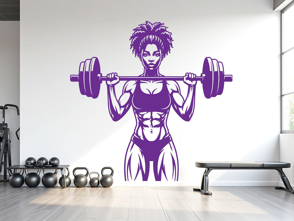 Afro Girl Power Gym Wall Decal: Fitness Motivation Workout Art Sticker
