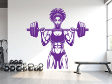 Load image into Gallery viewer, Afro Girl Power Gym Wall Decal: Fitness Motivation Workout Art Sticker
