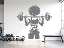 Load image into Gallery viewer, Afro Girl Power Gym Wall Decal: Fitness Motivation Workout Art Sticker