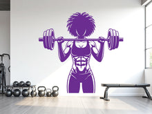 Load image into Gallery viewer, Afro Girl Power Gym Wall Decal: Fitness Motivation Workout Art Sticker