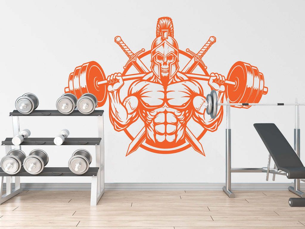 Spartan Skull Gym Wall Decal Bodybuilder fitness Decor Workout Art Vinyl Gym Wall Stickers Bedroom Gym Workout Skull Motivation