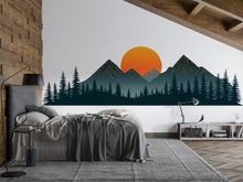 Load image into Gallery viewer, Mountain Sunset Wallpaper Minimalist Forest Wall Decal Nature Wall Mural Peel And Stick Wallpaper Living Room Modern Landscape Wall Decor