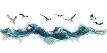 Load image into Gallery viewer, Ocean Wave Wallpaper Coastal Wall Decal Beach Wall Mural Peel And Stick Wallpaper Bedroom Living Room Nautical Sea Wall Decor Modern Coastal