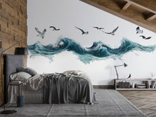 Load image into Gallery viewer, Ocean Wave Wallpaper Coastal Wall Decal Beach Wall Mural Peel And Stick Wallpaper Bedroom Living Room Nautical Sea Wall Decor Modern Coastal