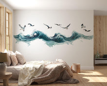 Load image into Gallery viewer, Ocean Wave Wallpaper Coastal Wall Decal Beach Wall Mural Peel And Stick Wallpaper Bedroom Living Room Nautical Sea Wall Decor Modern Coastal