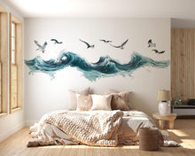Load image into Gallery viewer, Ocean Wave Wallpaper Coastal Wall Decal Beach Wall Mural Peel And Stick Wallpaper Bedroom Living Room Nautical Sea Wall Decor Modern Coastal