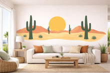 Load image into Gallery viewer, Desert Cactus Wallpaper Boho Wall Decal Sunset Wall Mural Peel And Stick Wallpaper Living Room Bedroom Western Desert Wall Decor Minimalist