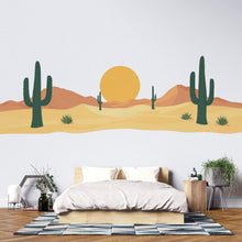 Load image into Gallery viewer, Desert Cactus Wallpaper Boho Wall Decal Sunset Wall Mural Peel And Stick Wallpaper Living Room Bedroom Western Desert Wall Decor Minimalist