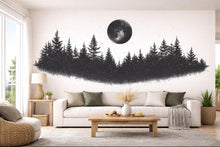 Load image into Gallery viewer, Moon Forest Wallpaper Black Wall Decal Minimalist Wall Mural Peel And Stick Wallpaper Living Room Bedroom Scandinavian Dark Nature Decor