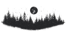 Load image into Gallery viewer, Moon Forest Wallpaper Black Wall Decal Minimalist Wall Mural Peel And Stick Wallpaper Living Room Bedroom Scandinavian Dark Nature Decor