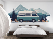 Load image into Gallery viewer, Camper Van Wallpaper Mountain Wall Decal Adventure Wall Mural Peel And Stick Wallpaper Living Room Bedroom Boho Travel Nature Wall Decor