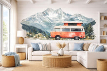 Load image into Gallery viewer, Camper Van Wallpaper Mountain Wall Decal Adventure Wall Mural Peel And Stick Wallpaper Bedroom Living Room Travel Nature Wall Decor Alpine