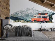Load image into Gallery viewer, Camper Van Wallpaper Mountain Wall Decal Adventure Wall Mural Peel And Stick Wallpaper Bedroom Living Room Travel Nature Wall Decor Alpine