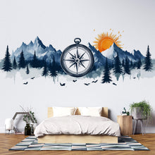 Load image into Gallery viewer, Compass Mountain Wallpaper Adventure Wall Decal Forest Wall Mural Peel And Stick Wallpaper Bedroom Living Room Cabin Nature Wall Decor
